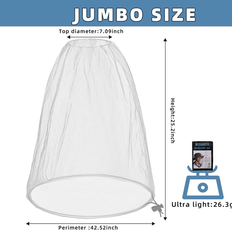 JayruiMice 2 Pack Ultra Large Mosquito Net 42x25 Inches Mosquito Head Net Oversized Insect Netting Bug Fits Most Hats for Gardening Hiking Fishing Traveling(White) - Image 2